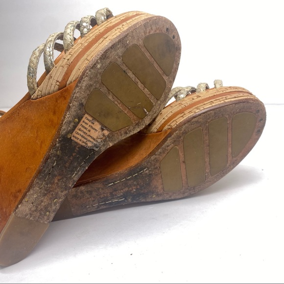 Frye Shay Strappy Leather Snake Wedges - Picture 6 of 6